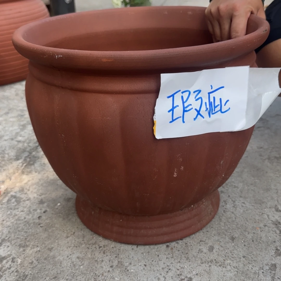 紫砂花盆口35高30瑕疵火裂