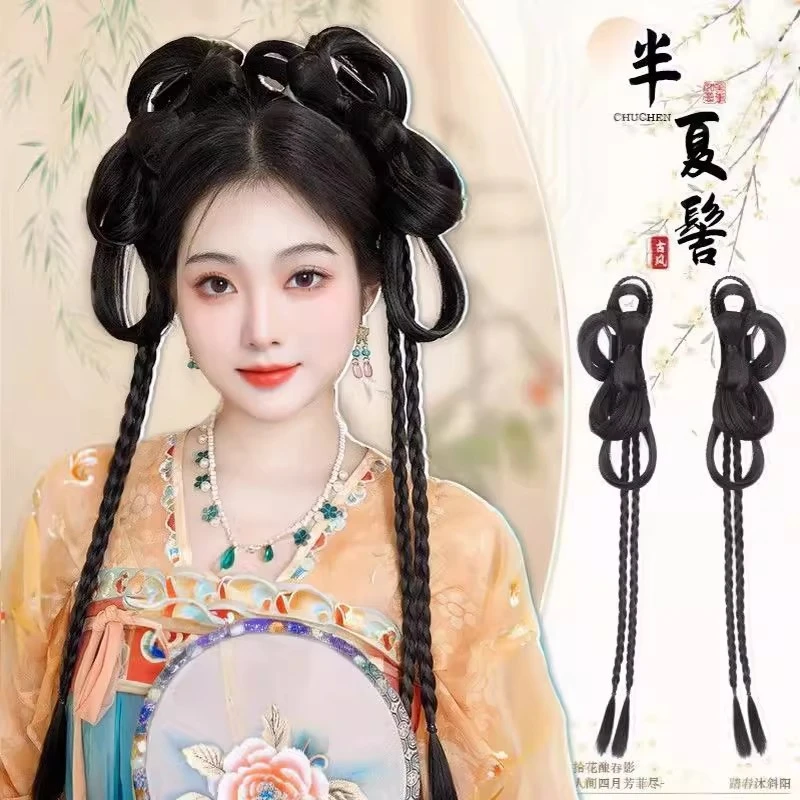 初尘发髻汉服假发古风头饰女古装盘发造型百搭懒人抓夹垫发包发饰