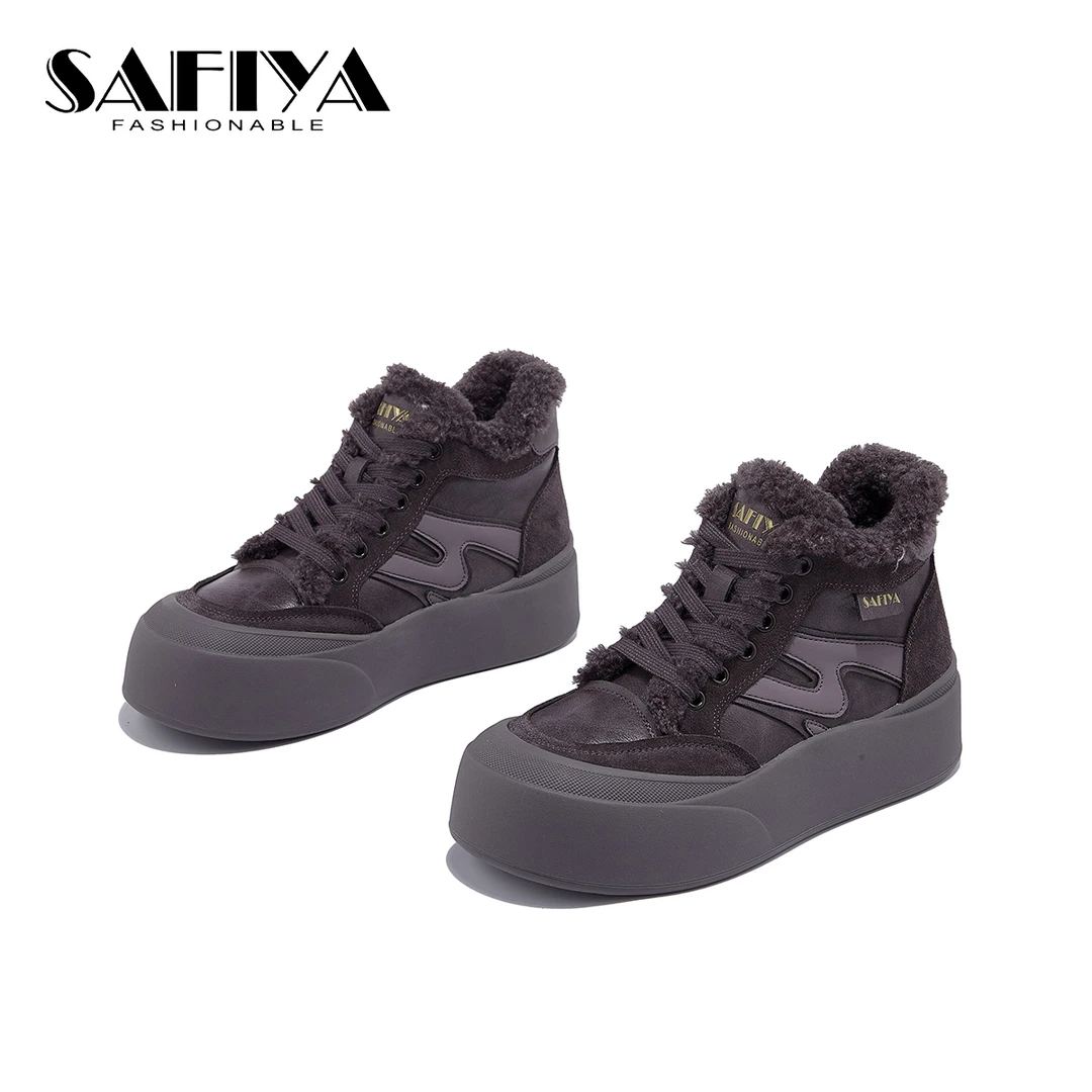 索菲娅Safiya2025冬季新款时尚舒适加绒保暖休闲百搭鞋SFD4118D34