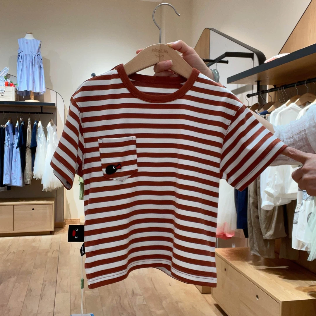 M.Latin/马·拉丁男女童条纹休闲T恤215526102U【XH】