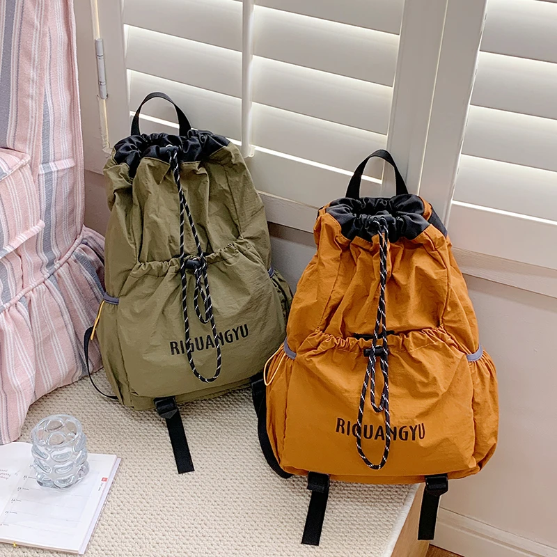 2025夏季小众设计感抽绳束口背包大容量轻便双肩包