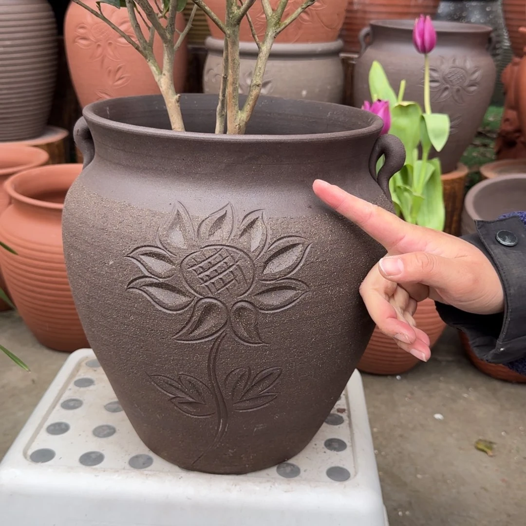 紫砂花盆口25高30宜兴紫砂