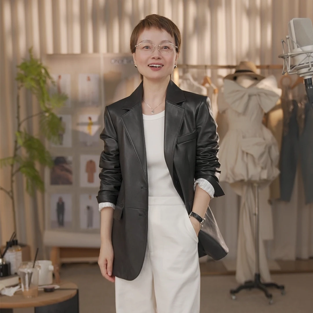 一支探戈丨小个子极简 大女主羊皮翻领皮衣西装大廓形外套2530914