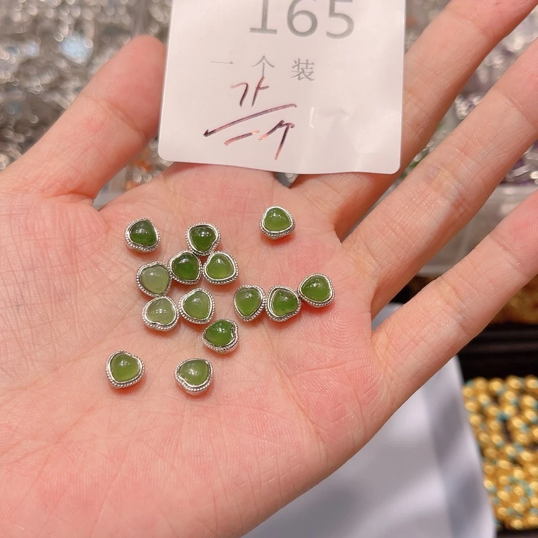 水晶珠宝半成品银S925镀金镶嵌165 。