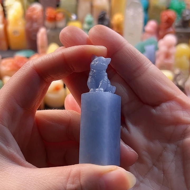 昌化石印石手工定制1.6厘米，猫咪，包刻字