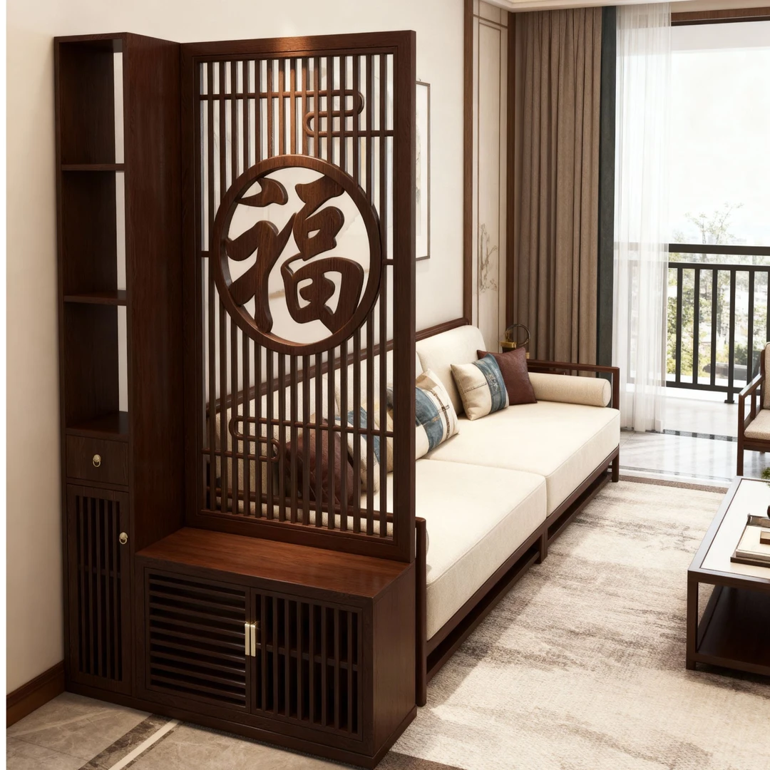 新中式客厅沙发遮挡屏风隔断玄关柜禅意落地玄关