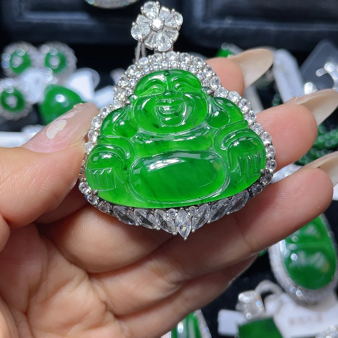 翡翠颈饰银S925镶嵌专****真翡翠