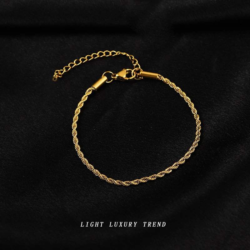 钛钢手链 小众时尚轻奢编织麻花手链男潮个性百搭气质手环配饰品