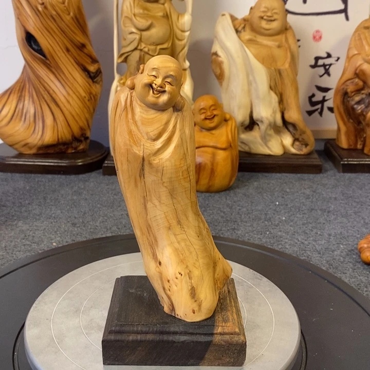柏木（崖柏）崖柏弥勒佛摆件根雕工艺品