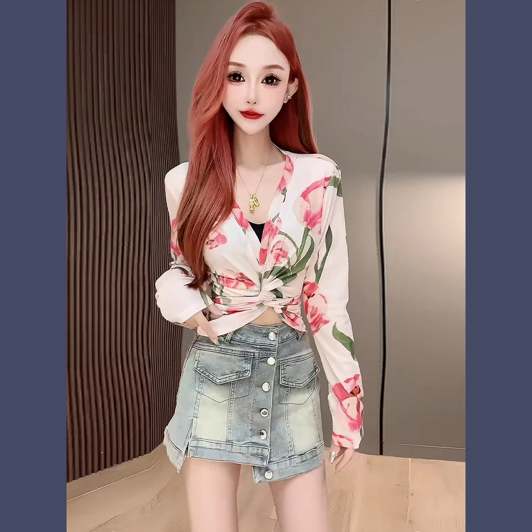 别致绝美小众上衣夏季法式碎花雪纺衫2025新款短袖小衫女外搭开衫