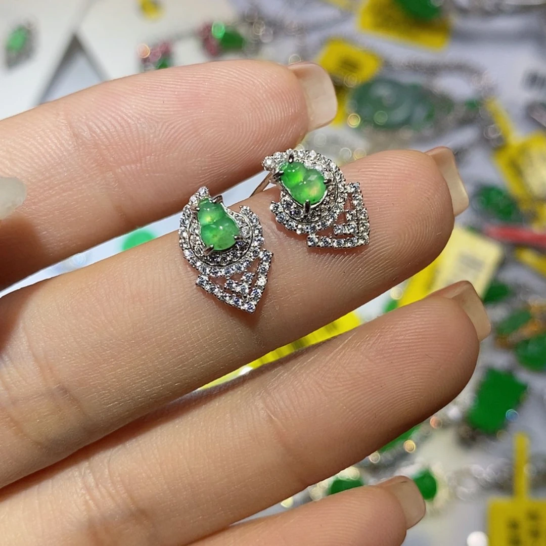 【闪购商品】翡翠银S925镶嵌颈饰耳环