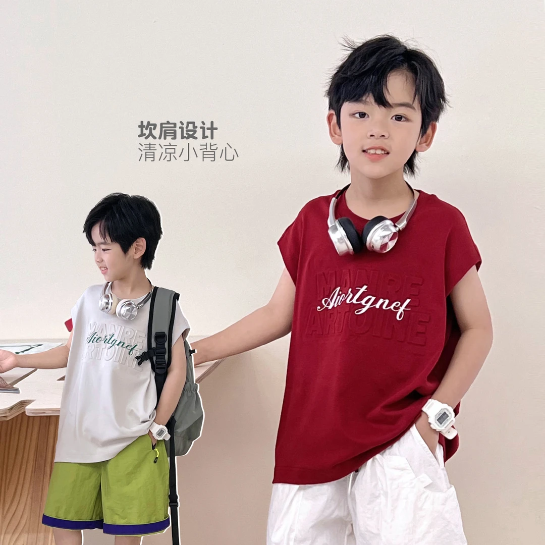 中大童字母背心男童潮牌童装夏季洋气百搭时髦无袖 5069752O7