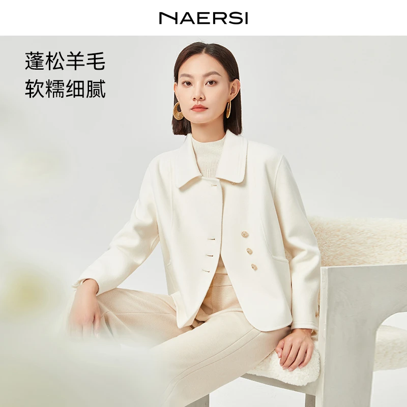 【CC专属】短款翻领时髦秋冬新款双面呢羊毛女士外套NL00910V0