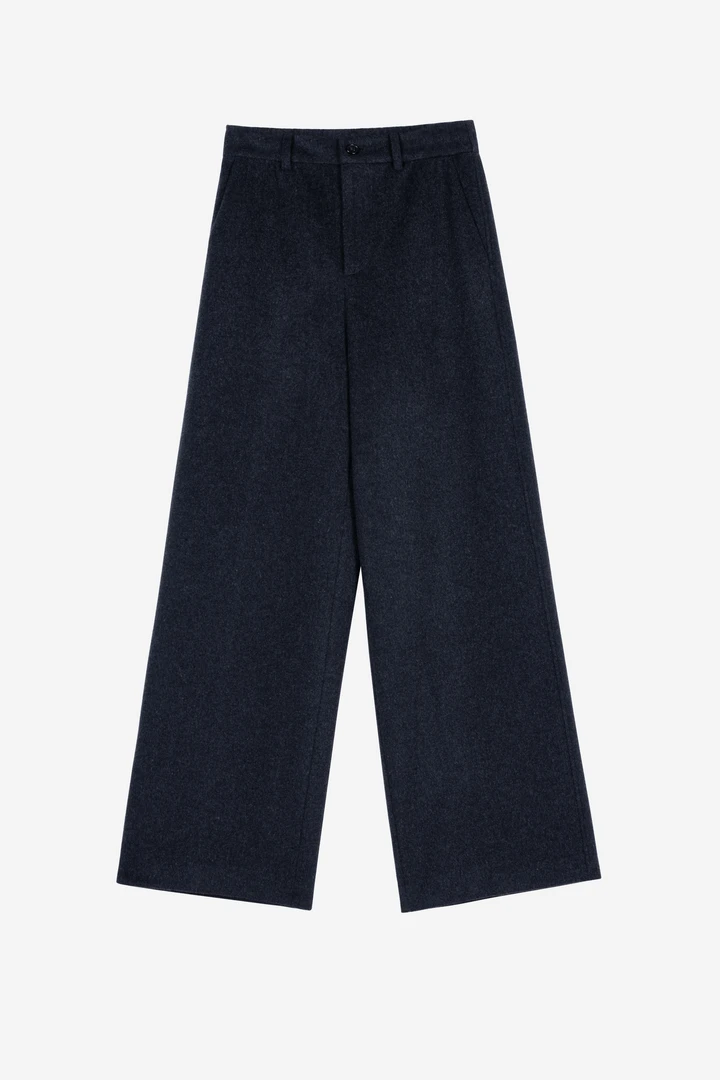 【设计师沈兰】羊毛西装纯色女秋冬直筒长裤百搭休闲毛呢裤子