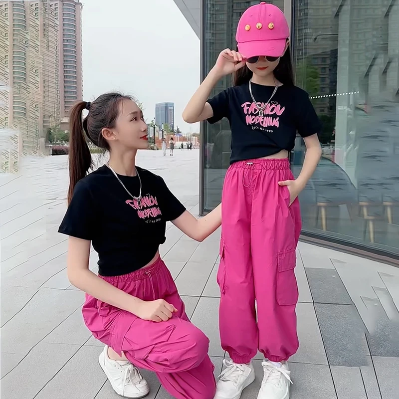 女童套装夏季2025新款儿童洋气短袖T网红夏装女大童工装裤两件套