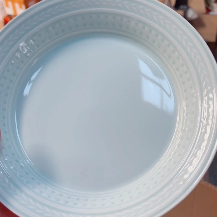 青花玲珑8寸窝盘麦穗