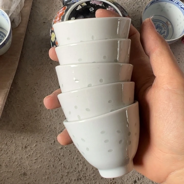 拾*白玲珑杯子5只茶杯