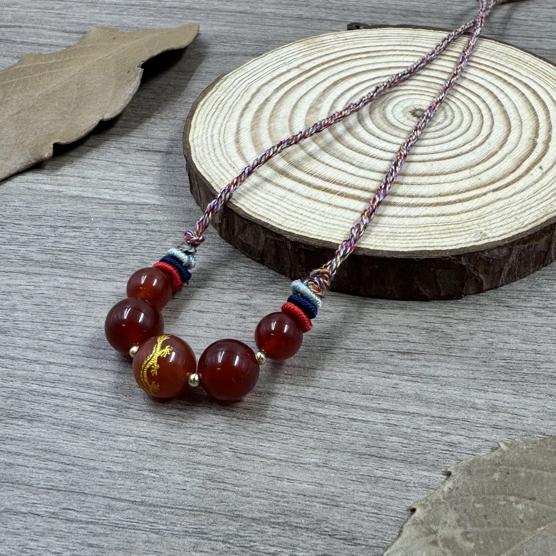 洛诗蔓龙游五珠玛瑙锁骨链DIY