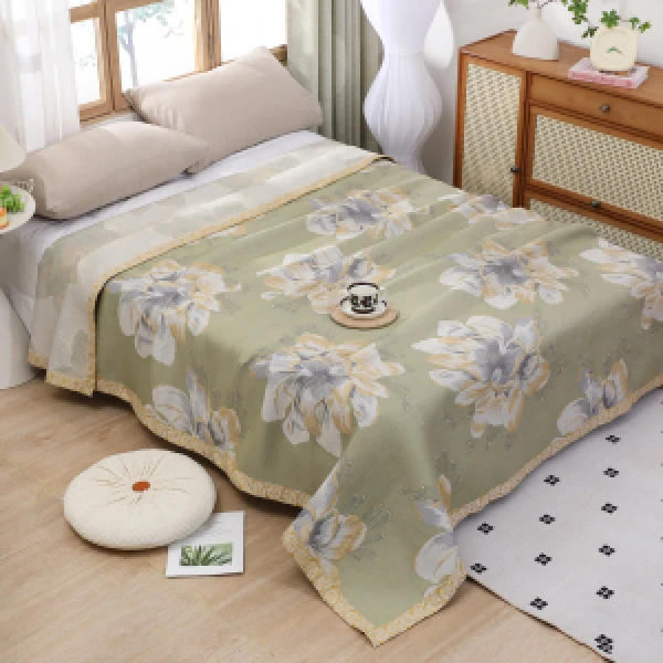 【梵曦专属 近观春色】230*250 艾草 埃及长绒棉 定制 柔软 床盖