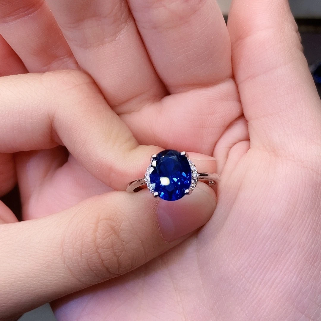 戒指银S925镶嵌蓝宝石