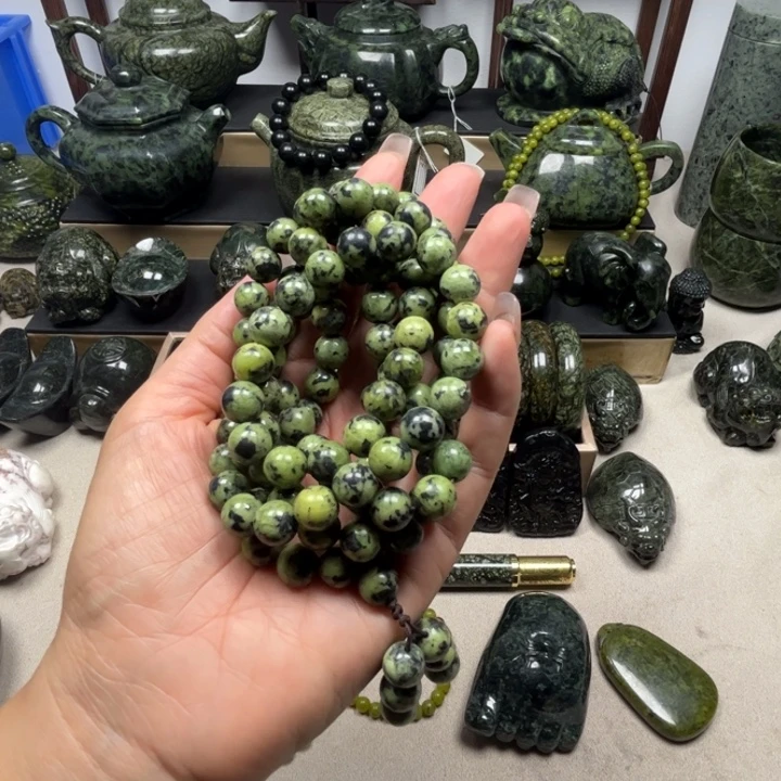 未镶嵌蛇纹石玉毛衣链10毫米108颗佛珠