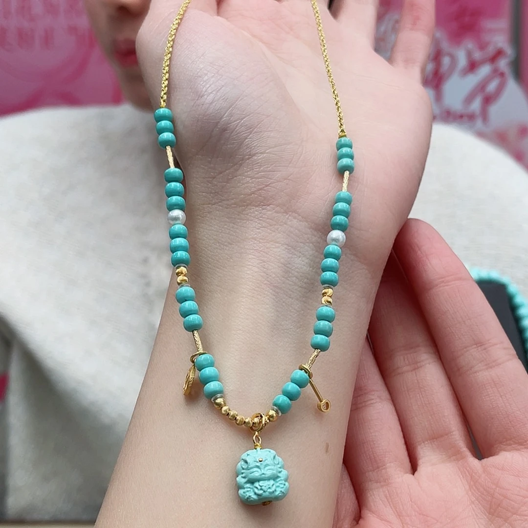 绿松石颈饰18K金镶嵌