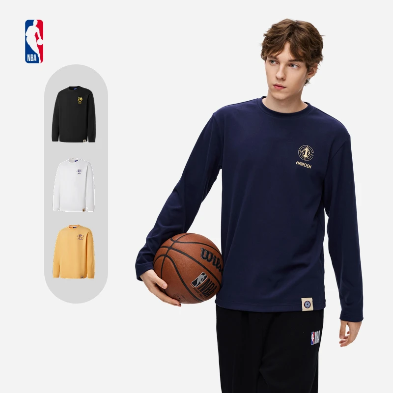【新品】NBA官方库里/哈登/詹姆斯/东契奇圆领长袖T德绒保暖弹力