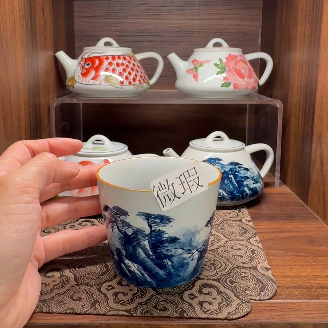 釉下手绘茶具微瑕