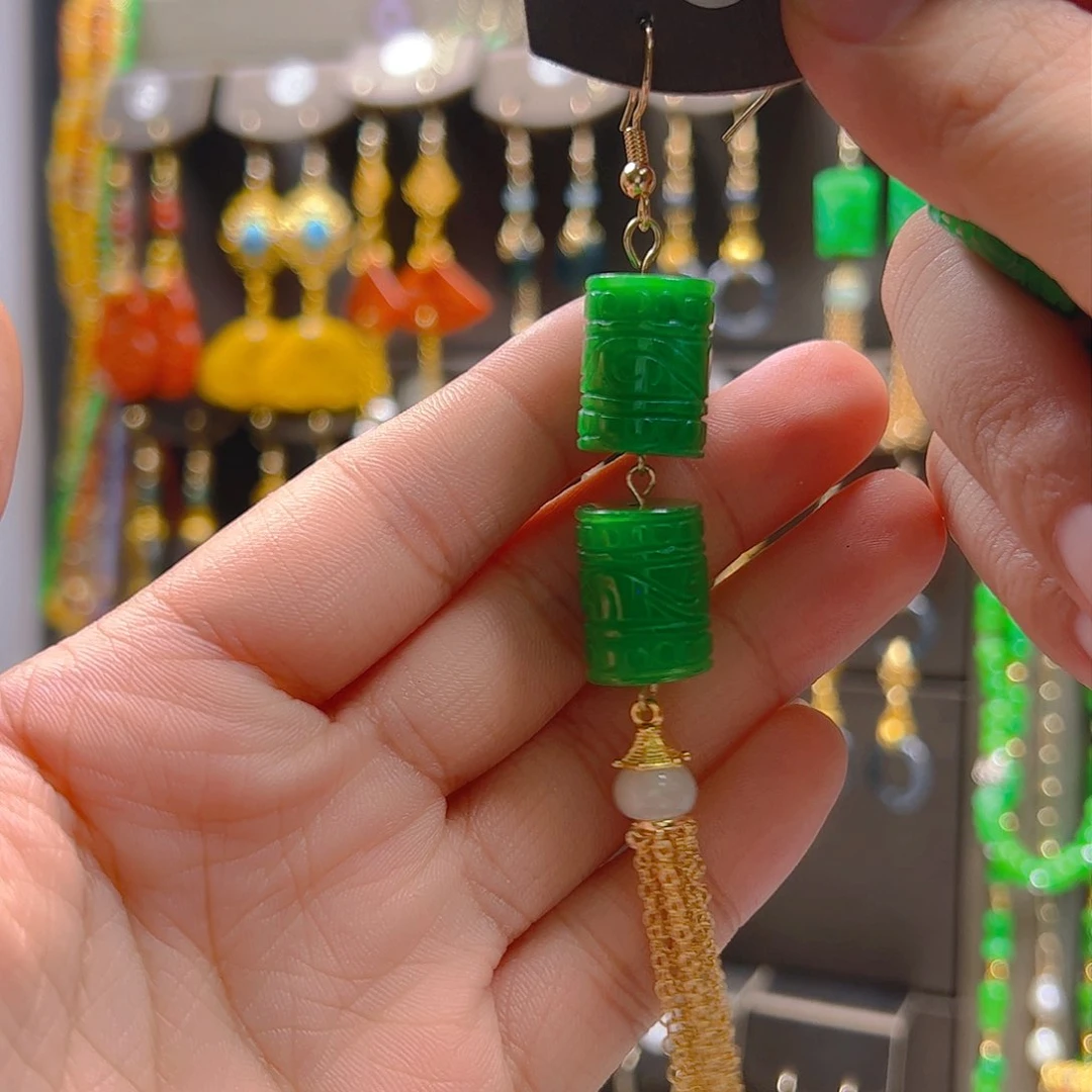 翡翠合金耳坠嘻*翡翠一只