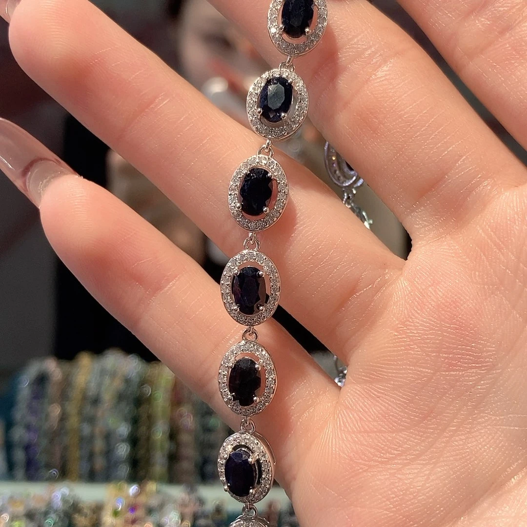 红宝石手链银S925镶嵌咖**光