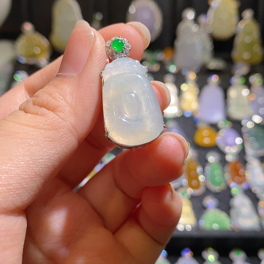 颈饰银S925镶嵌翡翠天然翡翠