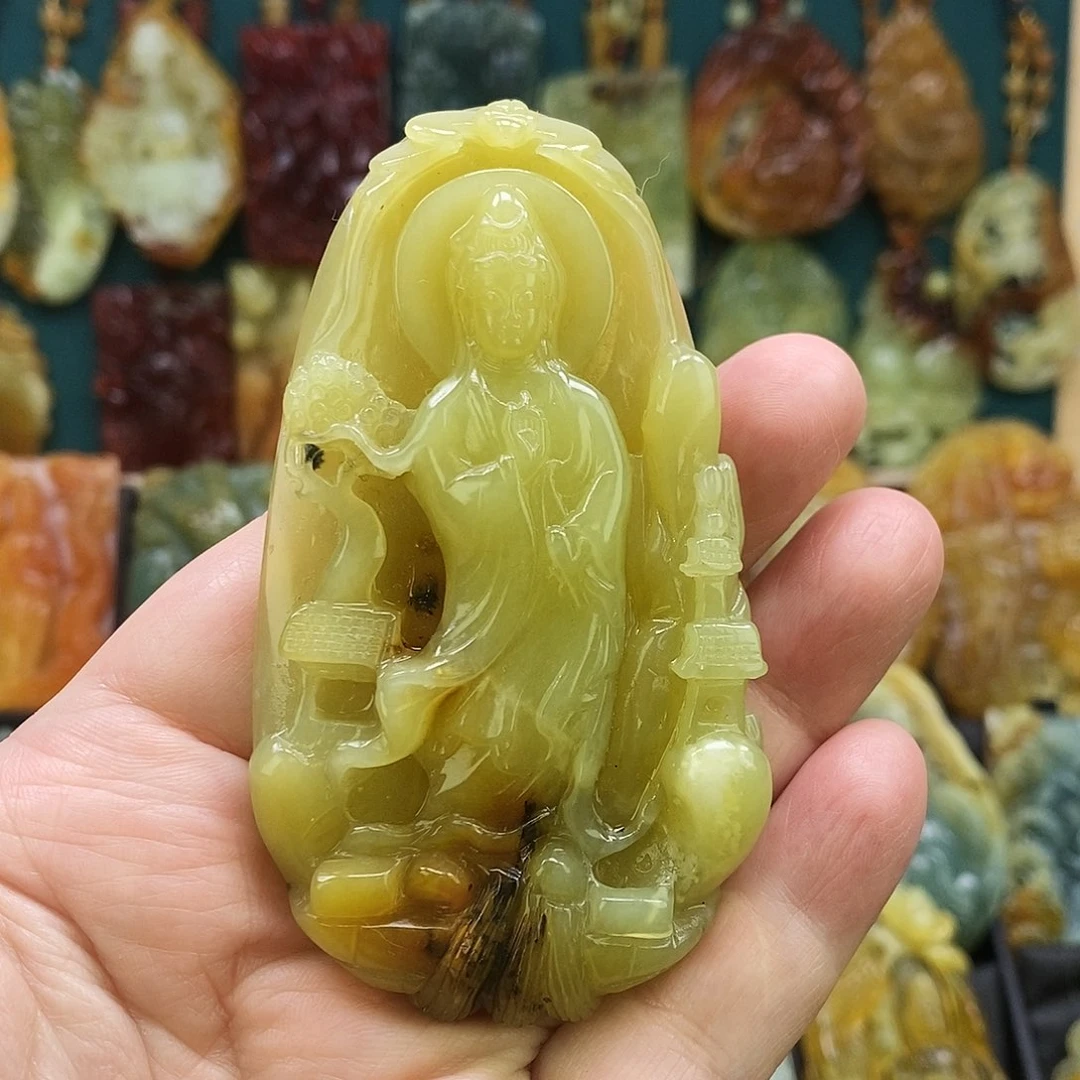 蛇纹石玉未镶嵌颈饰特价观音