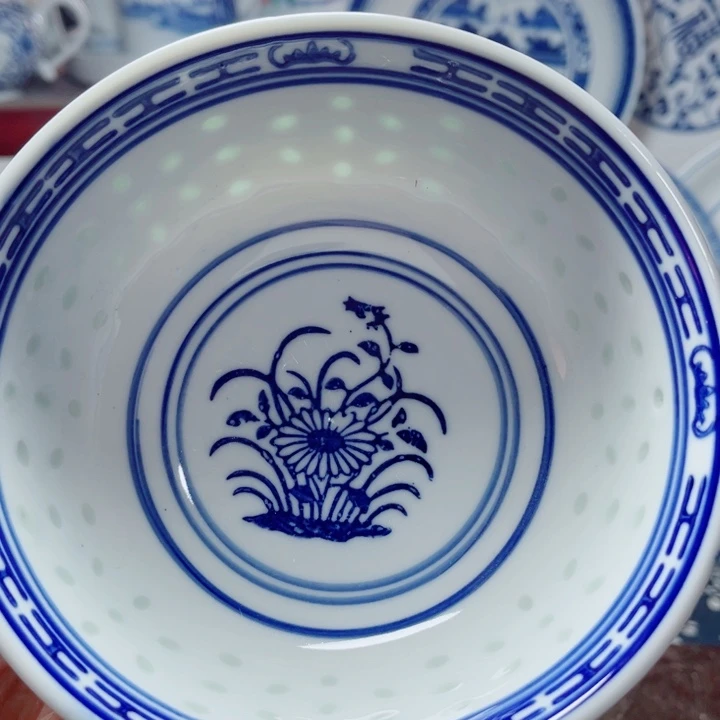 青花玲珑5.5寸饭碗兰花
