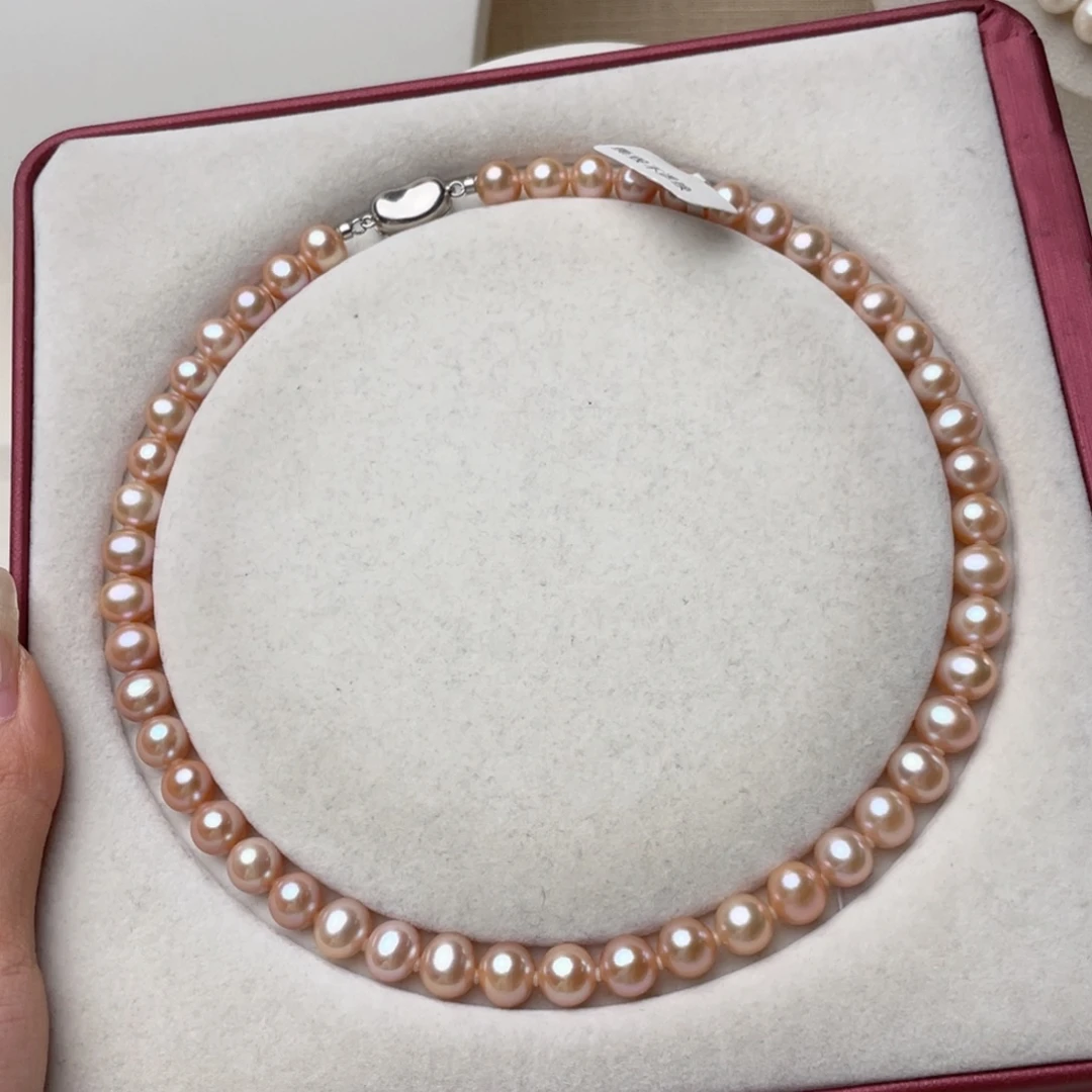 草***莓颈饰淡水珍珠银S925镶嵌9-10