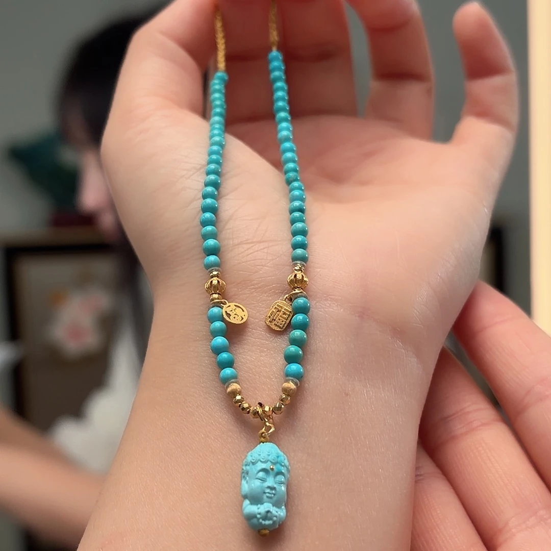 绿松石18K金镶嵌颈饰