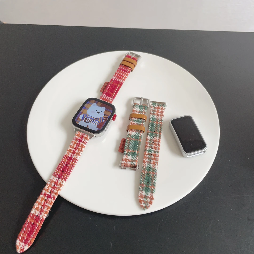 千鸟格纹适用华为fit4手表fit4pro皮质fit3表带华为手环1098腕带