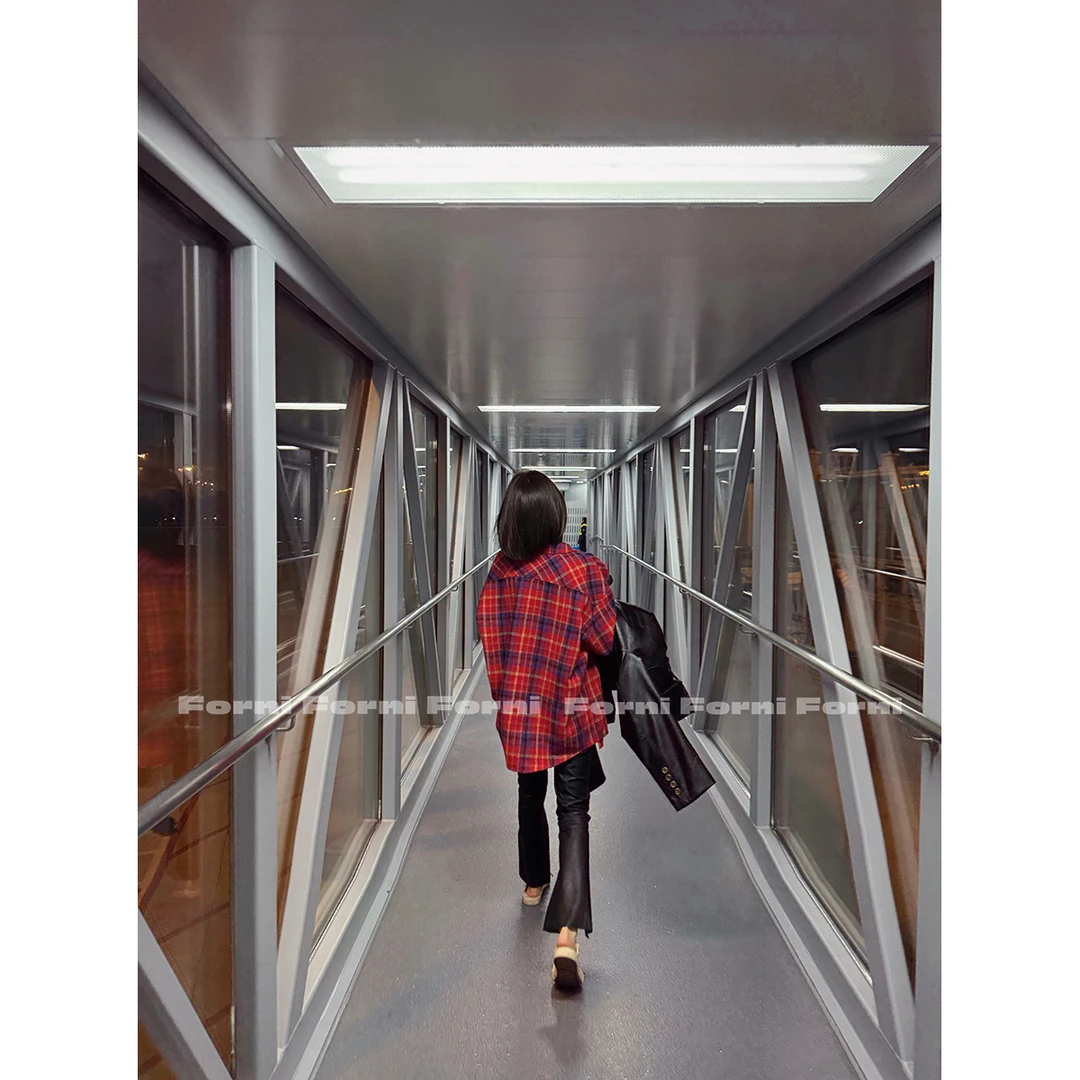 FORNI 苏格兰少女 秋冬格纹休闲外穿上衣羊毛红色格子衬衫女