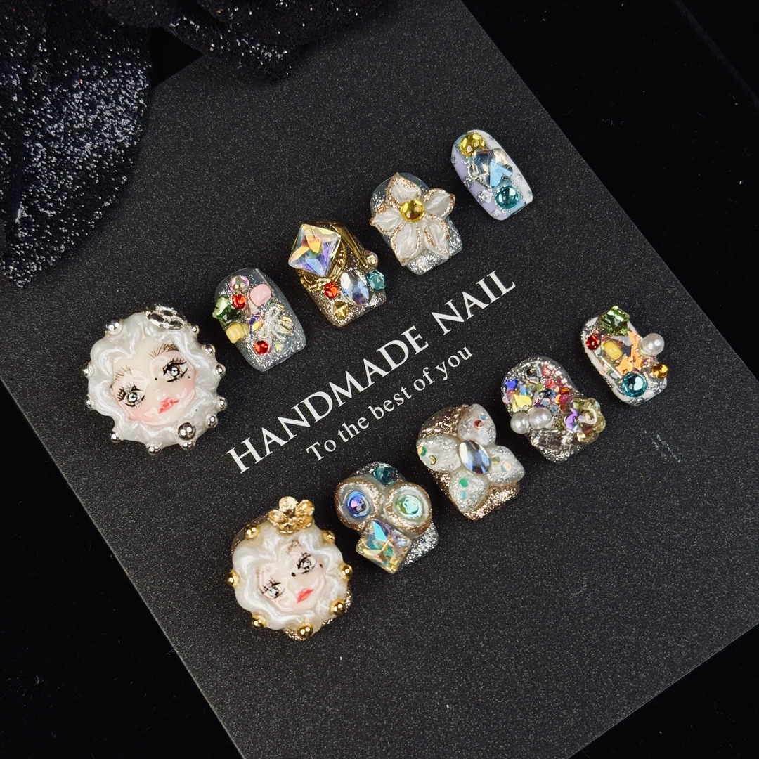 【金辉叠银】重工娃娃头高级感显白精致纯手工穿戴甲