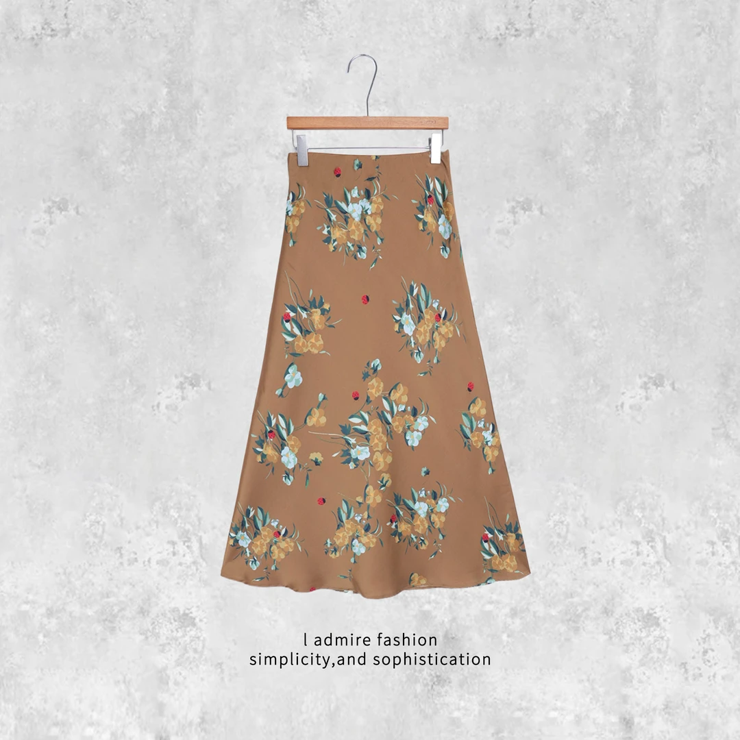 温温【夏日花序】醋酸半身裙夏季长裙百搭气质度假风半裙434286