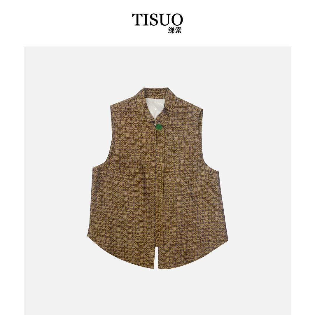 TISUO/绨索“紫金”双色混织醋酸中式马甲 TS305071