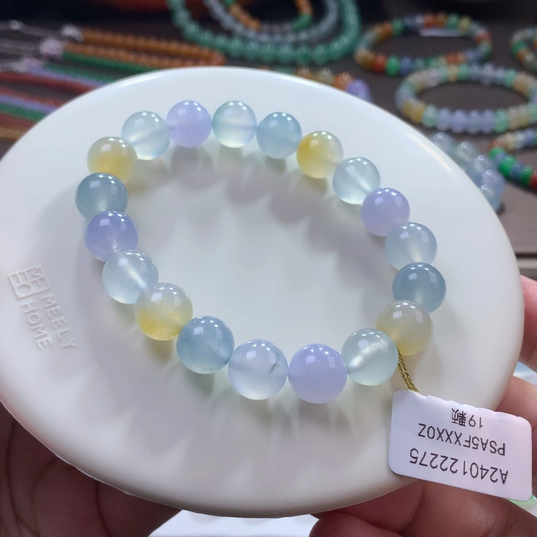 未镶嵌手链翡翠性价比！冰种梦幻马卡龙多宝手串 卡10