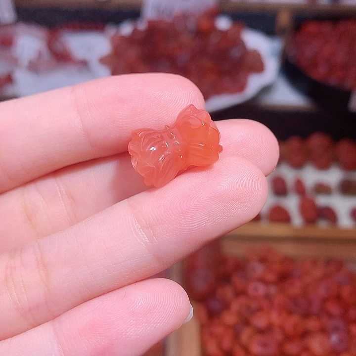 南红玛瑙未镶嵌南红并蒂莲