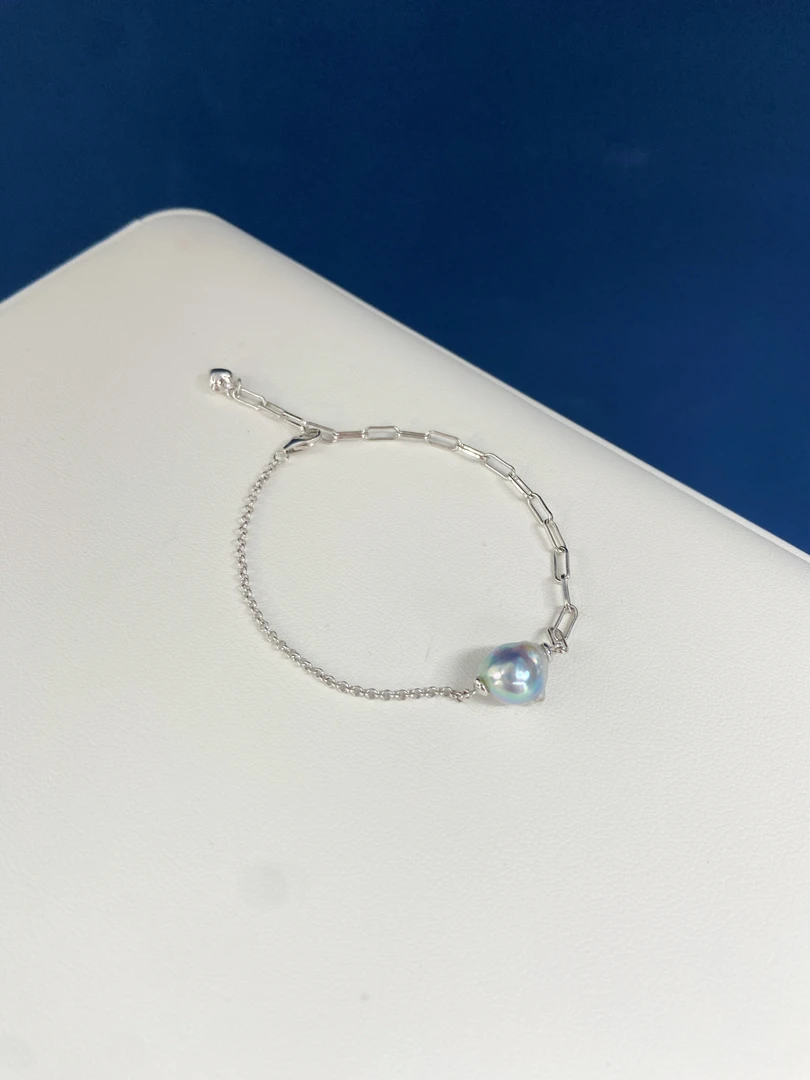 正品海水珍珠真多麻手链银手链巴洛克（多样性发一