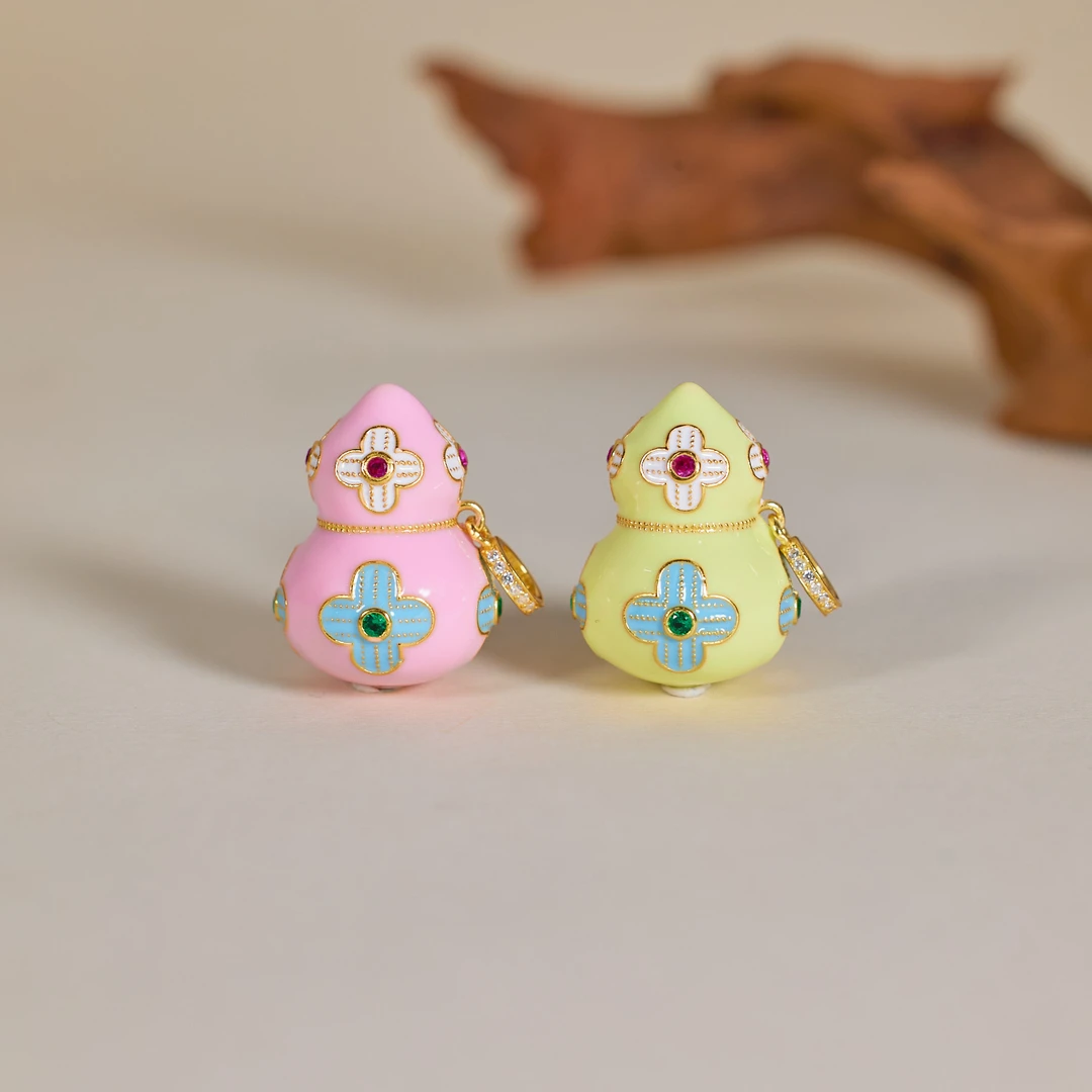925银银制品 【歪歪】四叶草葫芦吊坠（粉）（多样性发一）XB-J5638