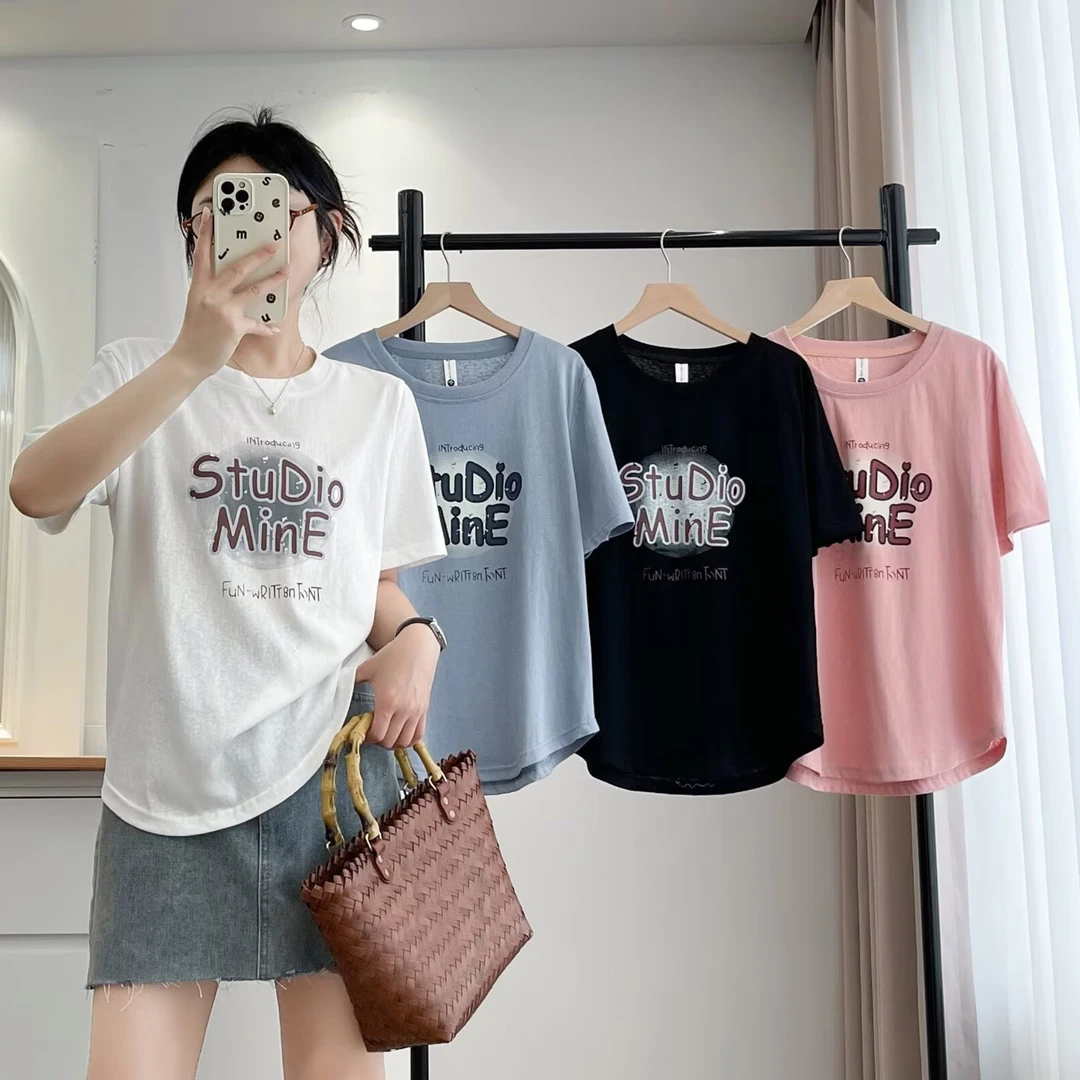 梦冬佳--100-190斤大码女装夏季凉快透气宽松遮肚子时尚短袖T恤衫