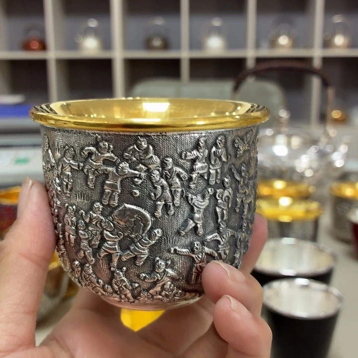 敬***哥李小鹤金包银白子图杯
