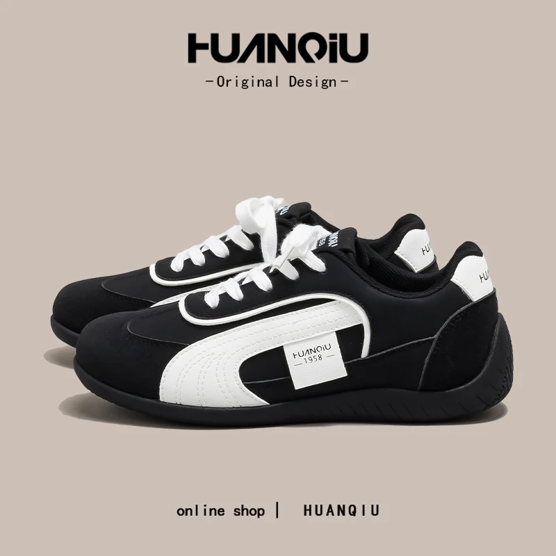 环球黑色经典百搭德训鞋女2025秋季爆款明星同款时尚板鞋HC-Y013