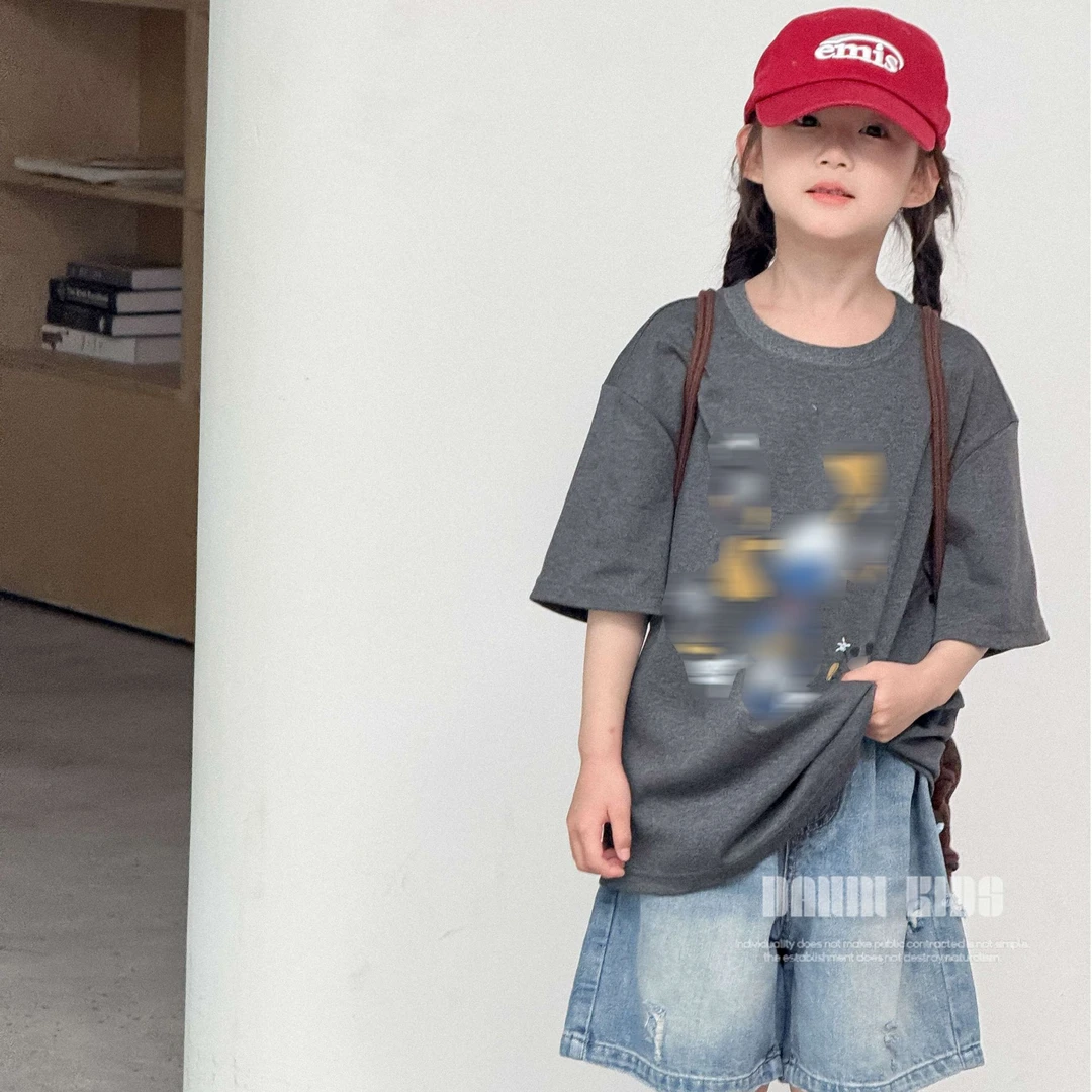 【嗒囜】柔软亲肤 透气不闷~女童夏装卡通印花宽松大版短袖T恤童装