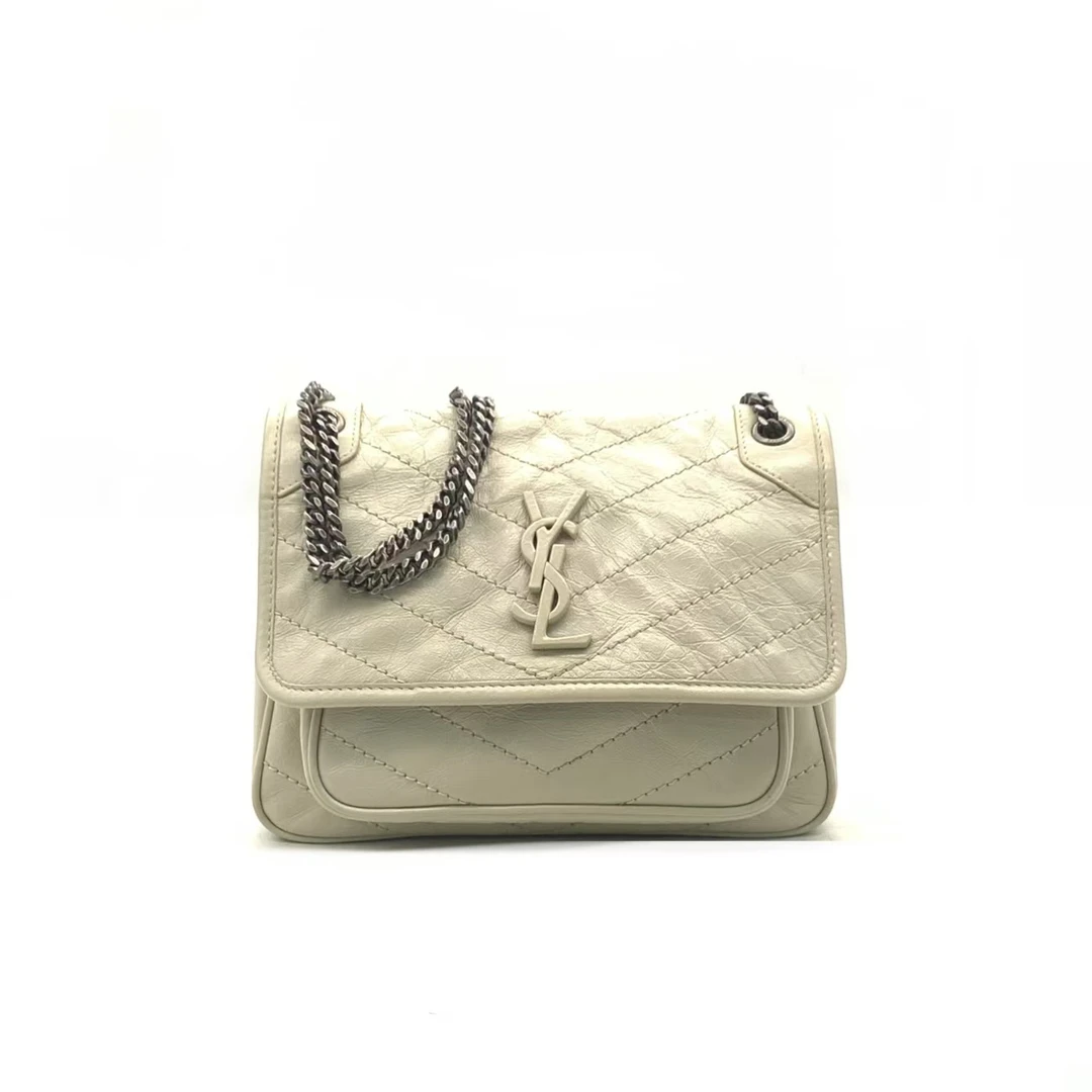 95新 YSL/圣罗兰 【安则专属】白色小号niki链条包/D扣
