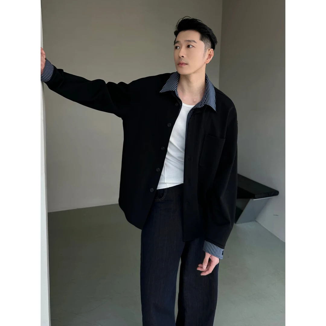 【25夏】 精致慵懒精/无性别假两件衬衫领薄卫衣外套